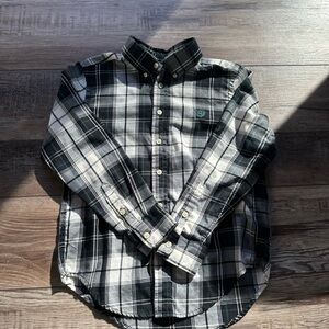 Chaps Classic Black and White and Green Checkered Shirt
